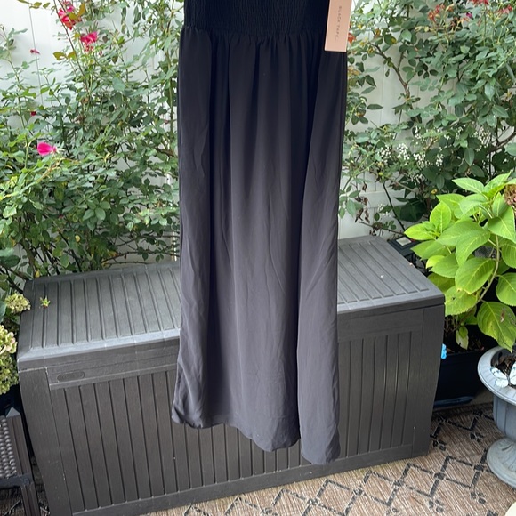 Black Tape_ Women's Tied-Strap Black Smocked Maxi Dress - Large - Picture 5 of 15